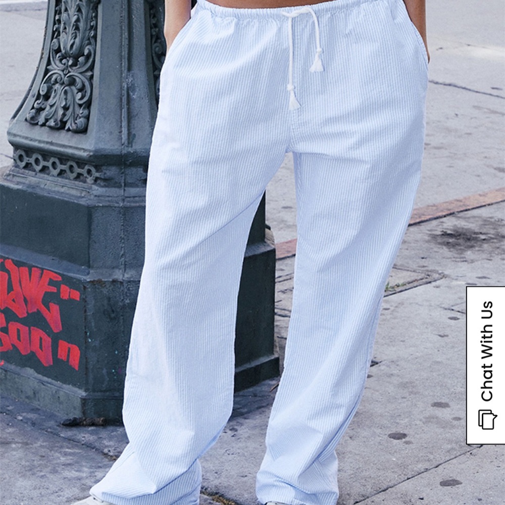 Brandy Melville Light Blue Striped Pants